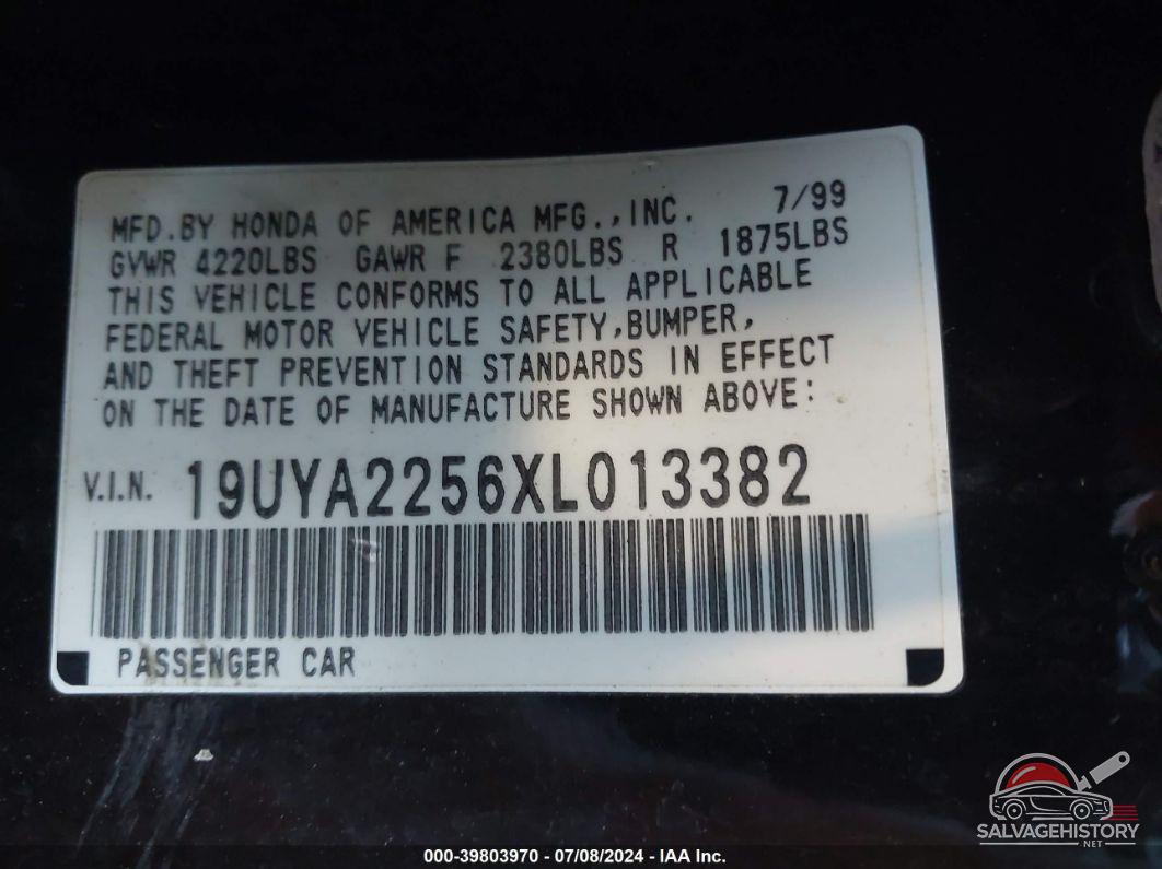 19UYA2256XL013382 1999 ACURA CL photo no. 9