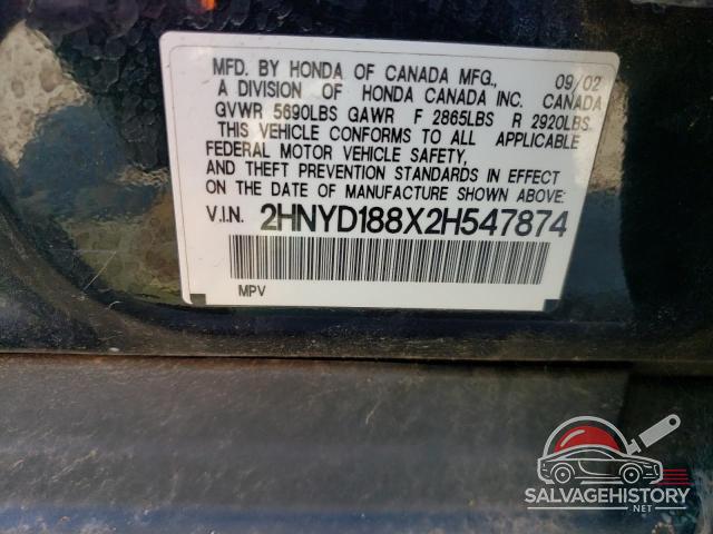 2HNYD188X2H547874 2002 ACURA MDX photo no. 13