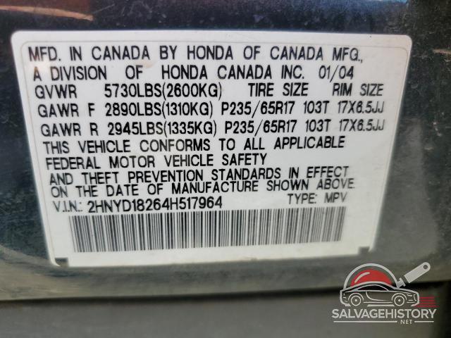 2HNYD18264H517964 2004 ACURA MDX photo no. 13