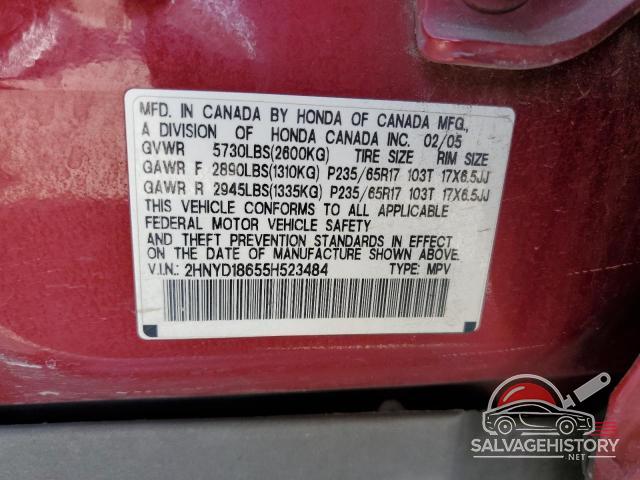 2HNYD18655H523484 2005 ACURA MDX photo no. 13