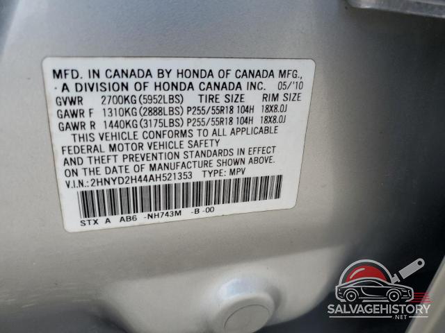 2HNYD2H44AH521353 2010 ACURA MDX photo no. 13