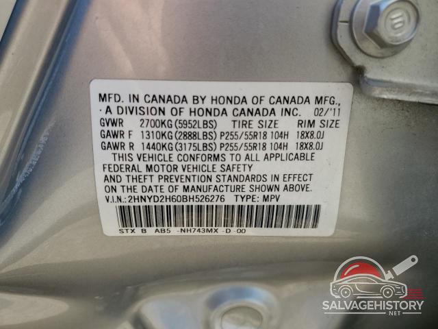 2HNYD2H60BH526276 2011 ACURA MDX photo no. 13