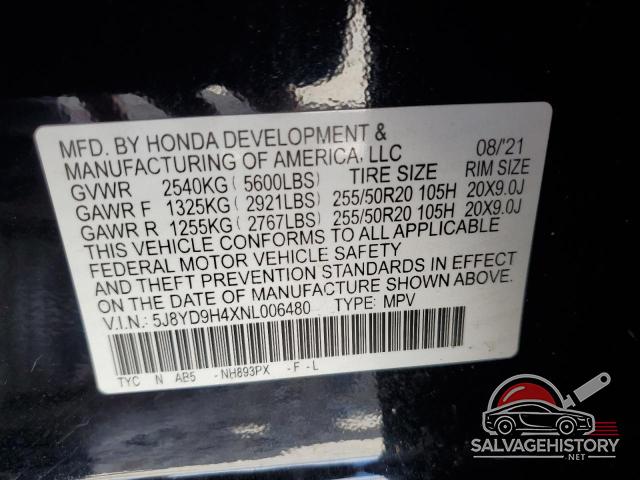 5J8YD9H4XNL006480 2022 ACURA MDX photo no. 14