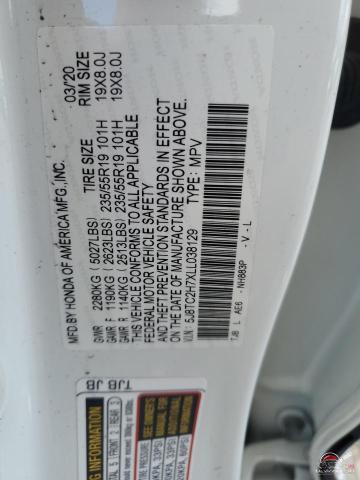 5J8TC2H7XLL038129 2020 ACURA RDX photo no. 13