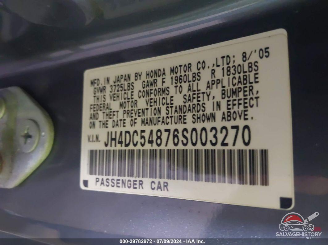 JH4DC54876S003270 2006 ACURA RSX photo no. 9