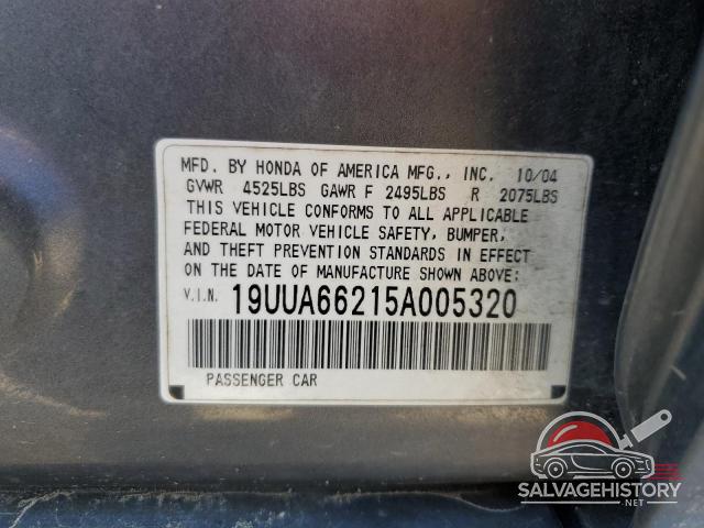 19UUA66215A005320 2005 ACURA TL photo no. 12