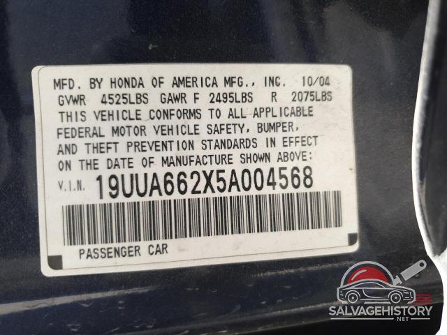 19UUA662X5A004568 2005 ACURA TL photo no. 12