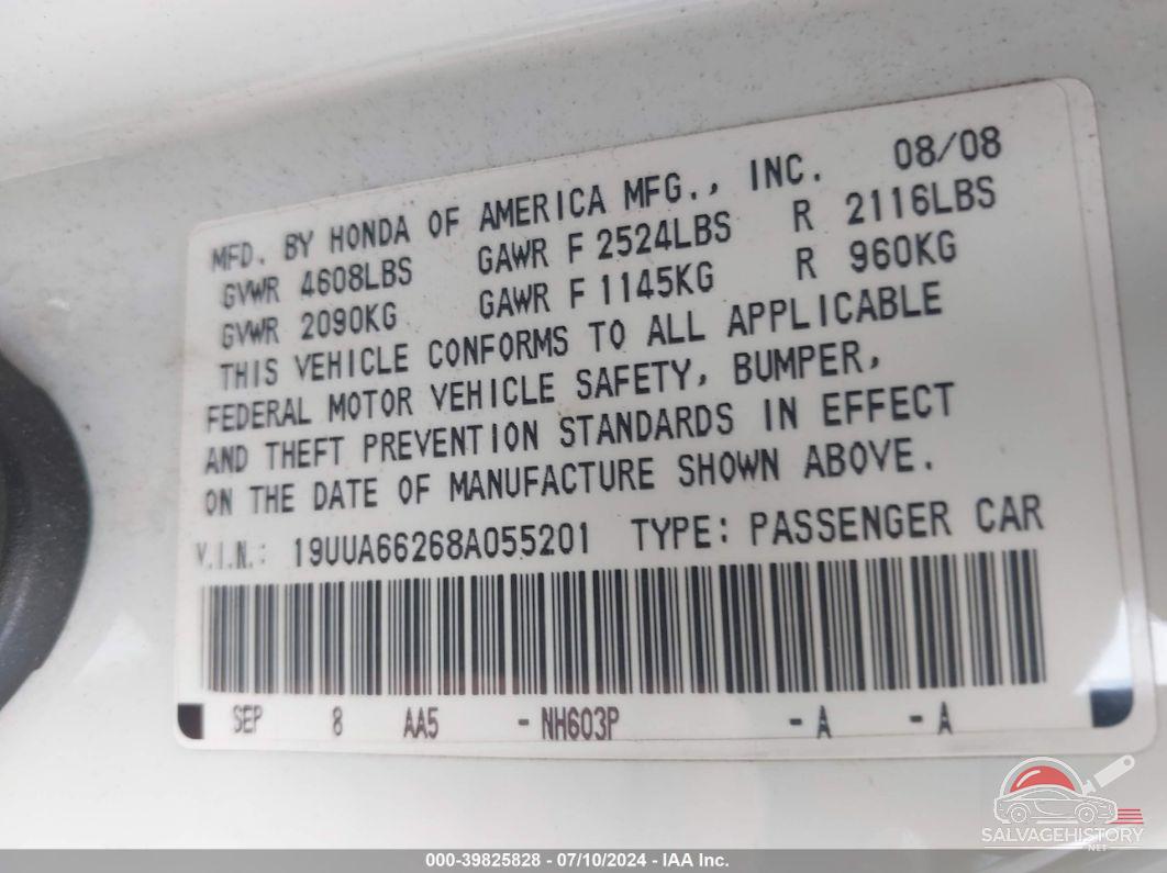 19UUA66268A055201 2008 ACURA TL photo no. 9