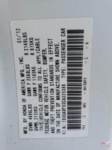 19UUA8F50CA025089 2012 ACURA TL photo no. 12