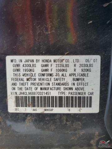 JH4CL96887C021451 2007 ACURA TSX photo no. 12