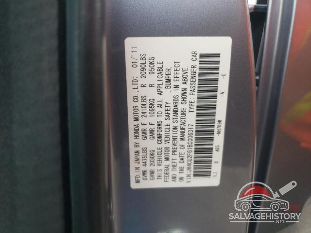 JH4CU2F61BC006317 2011 ACURA TSX photo no. 12