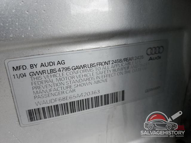 WAUDF68E65A420363 2005 AUDI A4 photo no. 12