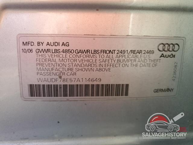 WAUDF78E57A114649 2007 AUDI A4 photo no. 12
