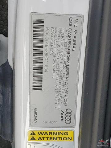 WAUDF48H39K011834 2009 AUDI A4 photo no. 12