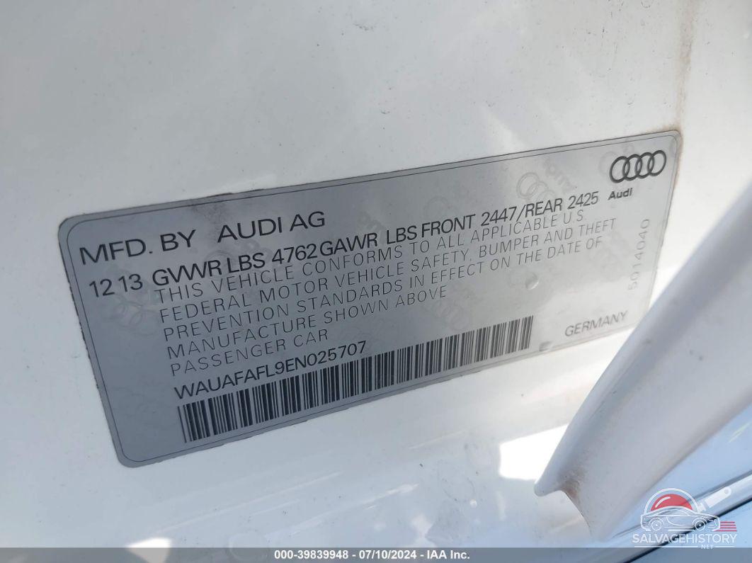 WAUAFAFL9EN025707 2014 AUDI A4 photo no. 9