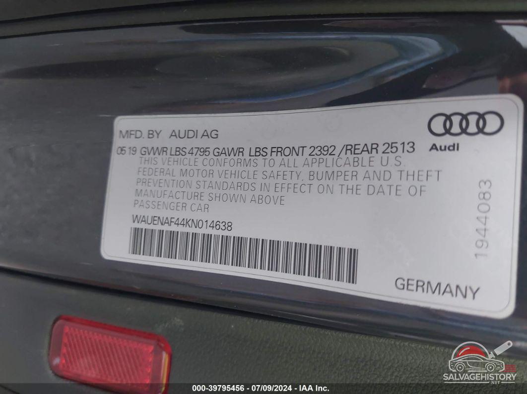 WAUENAF44KN014638 2019 AUDI A4 photo no. 9