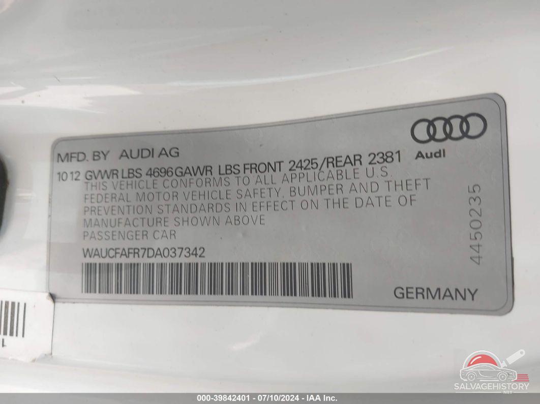 WAUCFAFR7DA037342 2013 AUDI A5 photo no. 9