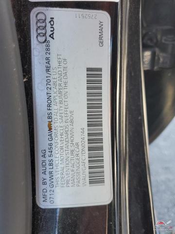 WAUYGAFC7DN024744 2013 AUDI A7 photo no. 12