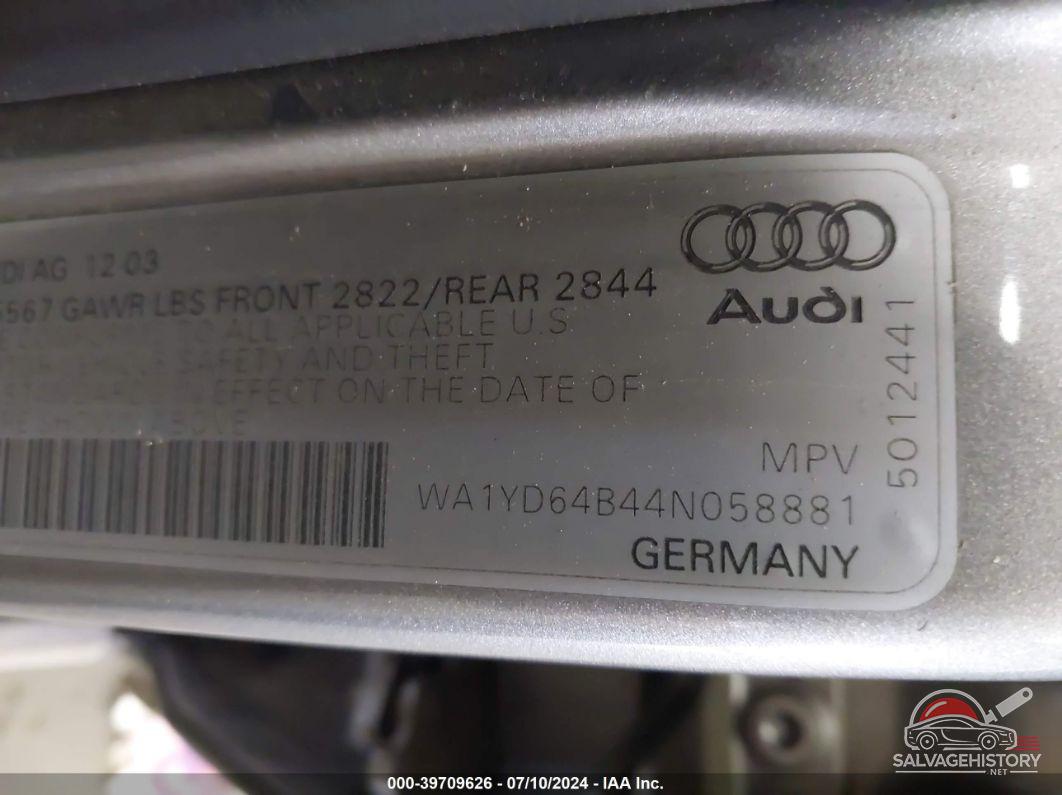 WA1YD64B44N058881 2004 AUDI ALLROAD photo no. 9