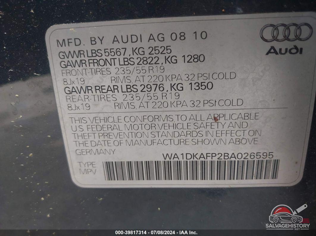 WA1DKAFP2BA026595 2011 AUDI Q5 photo no. 9