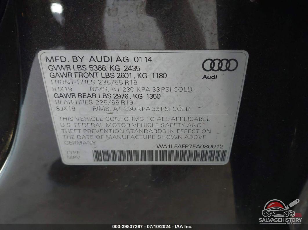 WA1LFAFP7EA080012 2014 AUDI Q5 photo no. 9