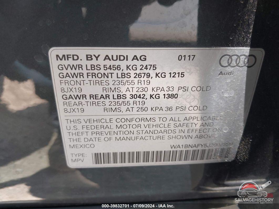 WA1BNAFY5J2002890 2018 AUDI Q5 photo no. 9