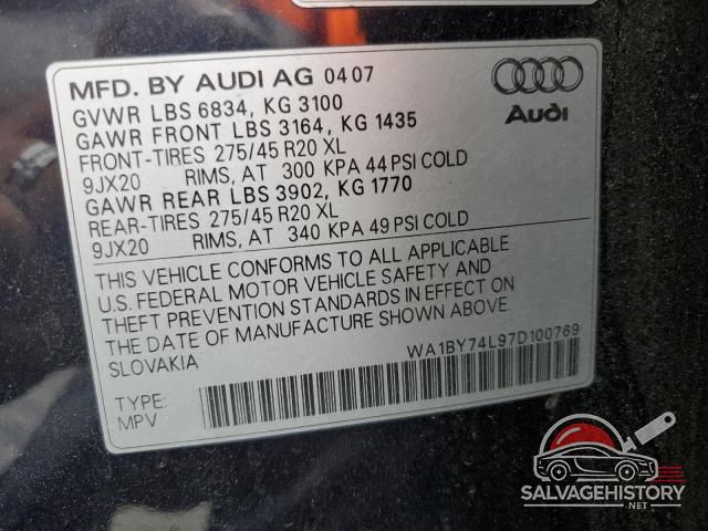 WA1BY74L97D100769 2007 AUDI Q7 photo no. 12