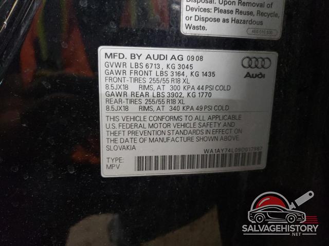 WA1AY74L09D017987 2009 AUDI Q7 photo no. 13