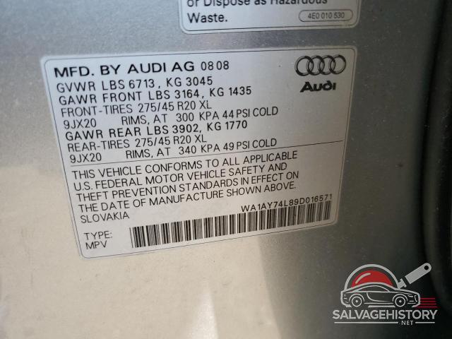 WA1AY74L89D016571 2009 AUDI Q7 photo no. 13