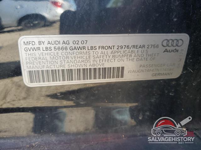 WAUGN74F47N114584 2007 AUDI S6/RS6 photo no. 12