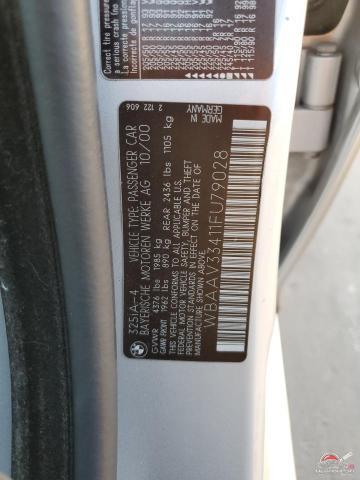 WBAAV33411FU79028 2001 BMW 3 SERIES photo no. 12