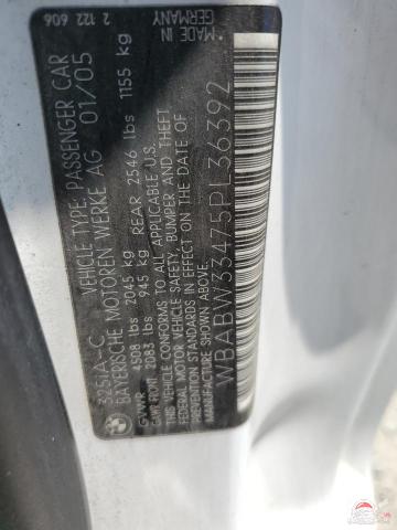WBABW33475PL36392 2005 BMW 3 SERIES photo no. 12