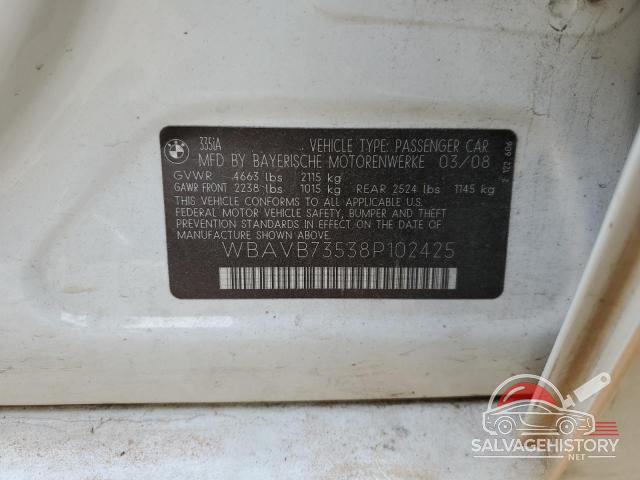 WBAVB73538P102425 2008 BMW 3 SERIES photo no. 12