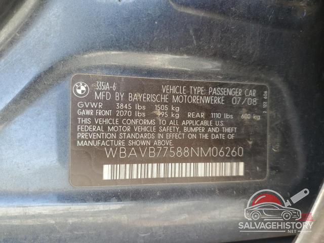 WBAVB77588NM06260 2008 BMW 3 SERIES photo no. 12