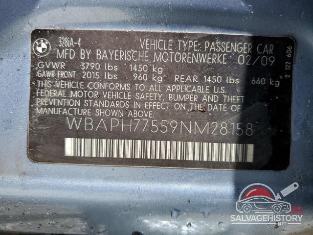 WBAPH77559NM28158 2009 BMW 3 SERIES photo no. 12