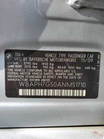 WBAPH7G50ANM51710 2010 BMW 3 SERIES photo no. 12