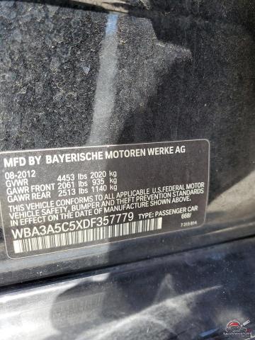 WBA3A5C5XDF357779 2013 BMW 3 SERIES photo no. 12