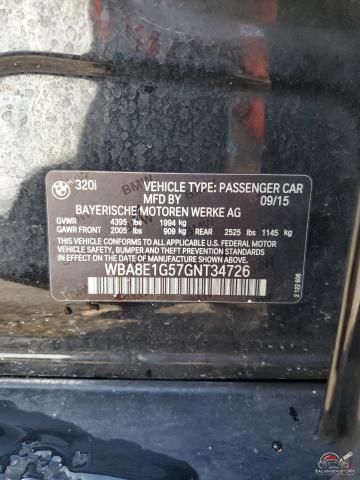 WBA8E1G57GNT34726 2016 BMW 3 SERIES photo no. 13