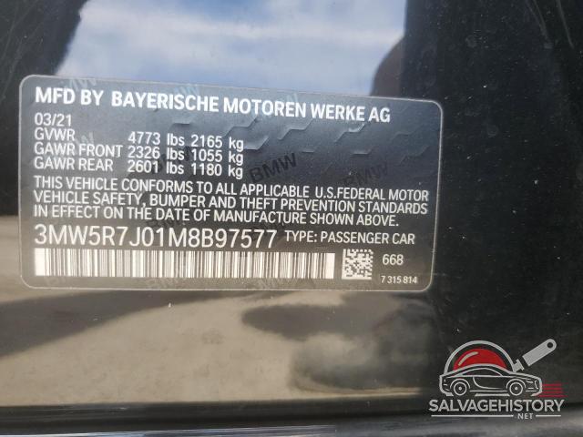 3MW5R7J01M8B97577 2021 BMW 3 SERIES photo no. 12