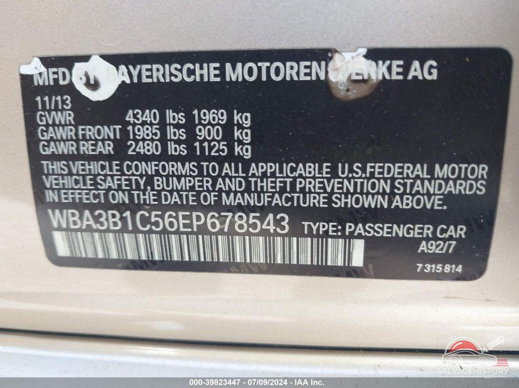 WBA3B1C56EP678543 2014 BMW 320I photo no. 9