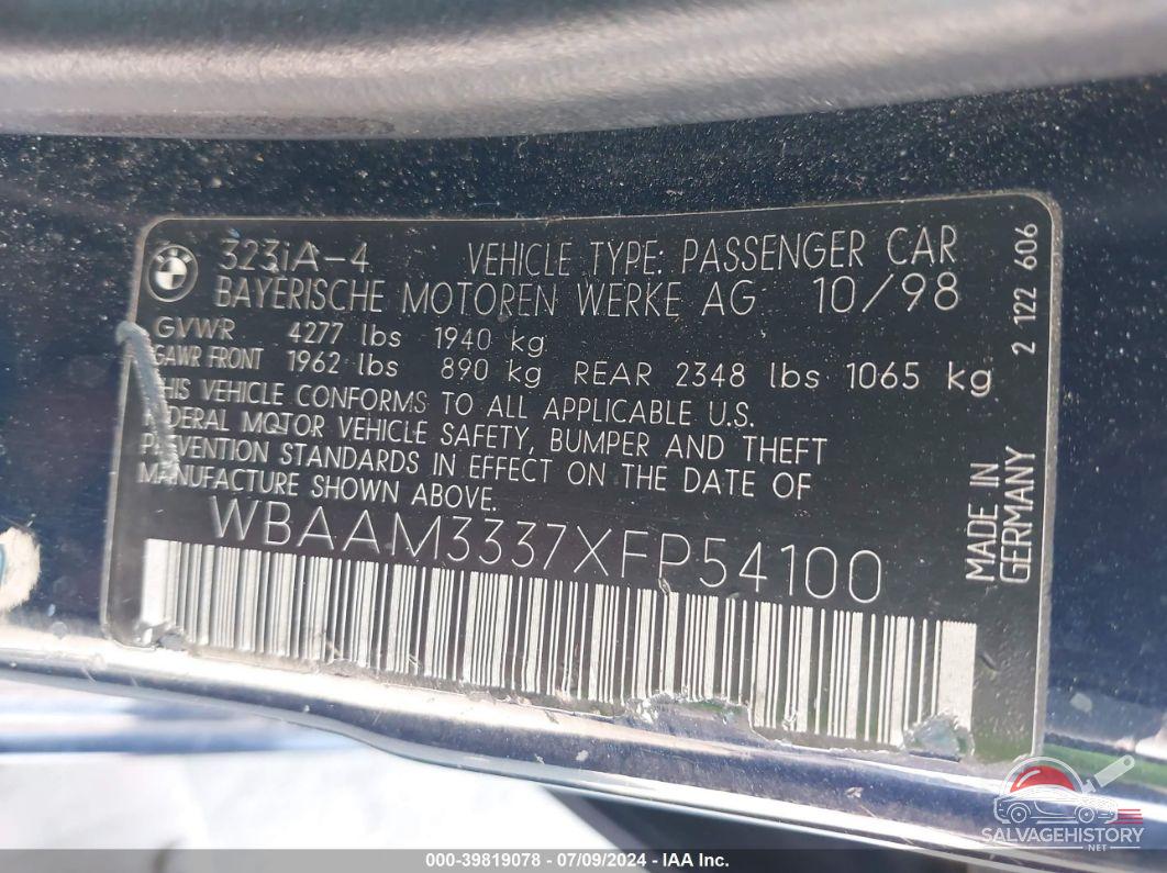 WBAAM3337XFP54100 1999 BMW 323 photo no. 9