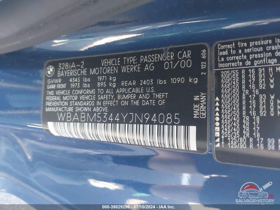 WBABM5344YJN94085 2000 BMW 328 photo no. 9