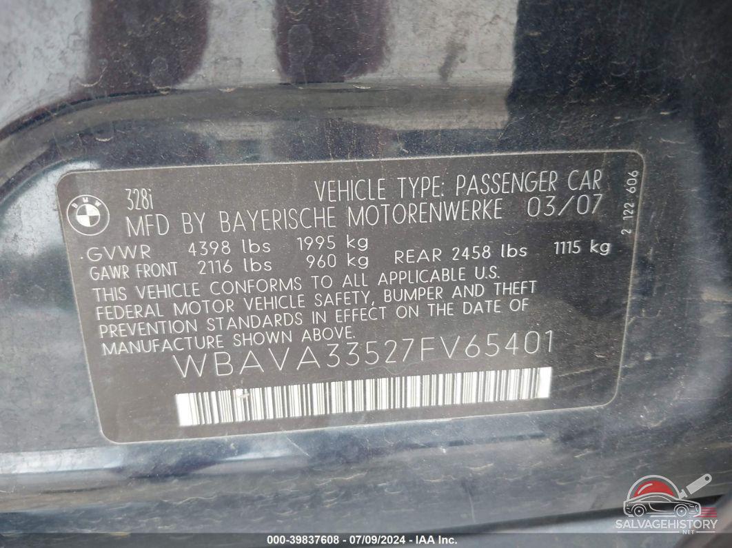 WBAVA33527FV65401 2007 BMW 328I photo no. 9