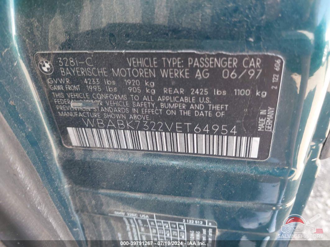 WBABK7322VET64954 1997 BMW 328IC photo no. 9