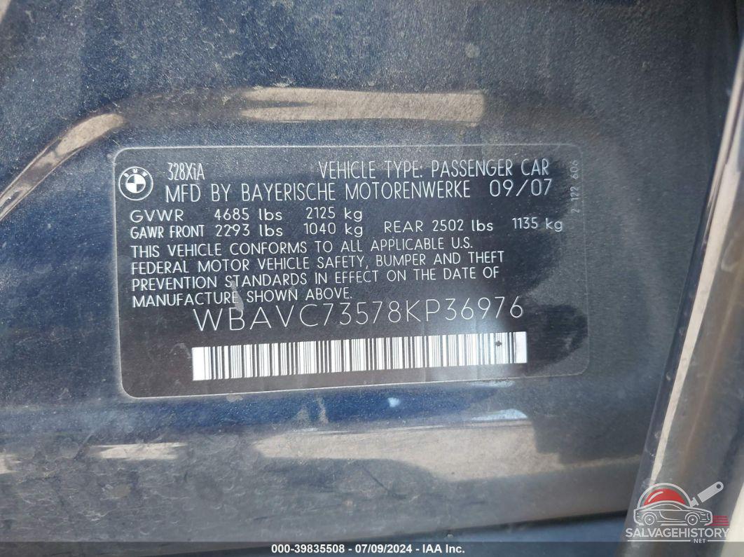 WBAVC73578KP36976 2008 BMW 328XI photo no. 9