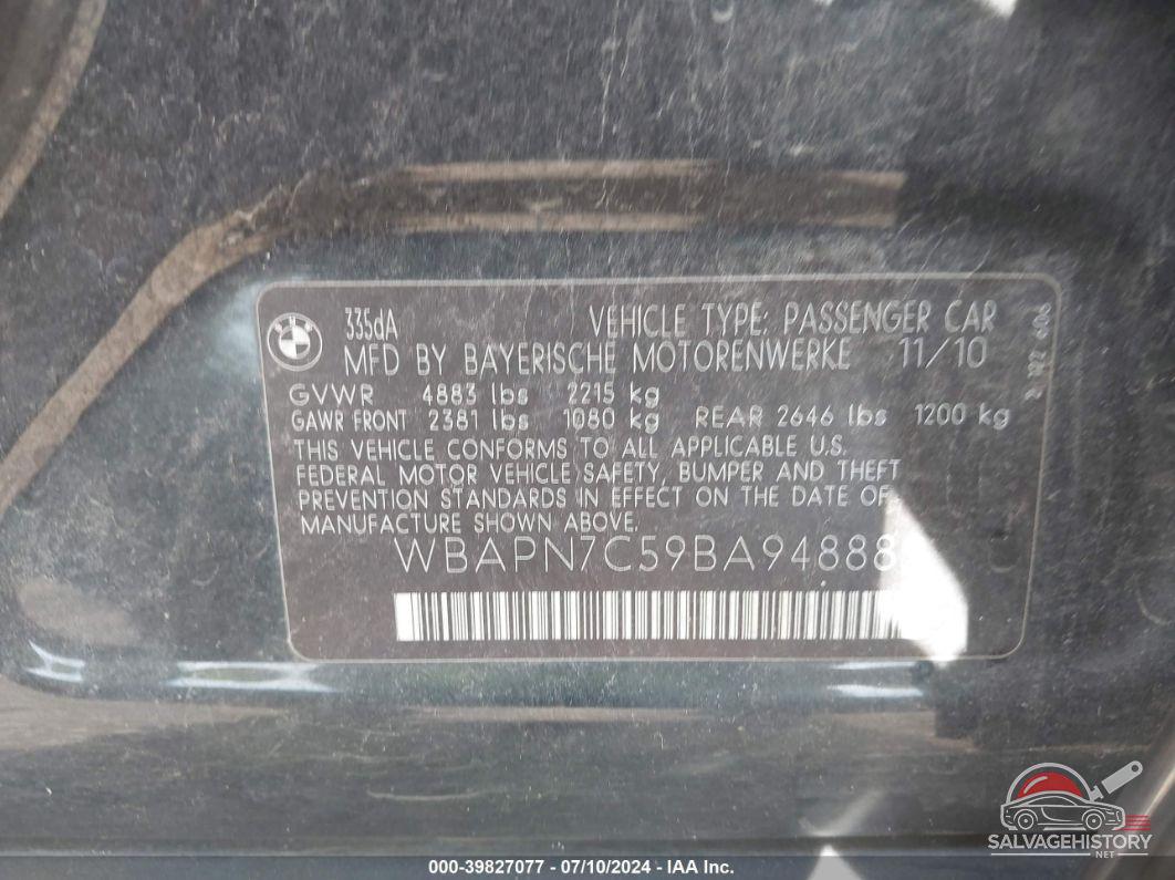 WBAPN7C59BA948889 2011 BMW 335D photo no. 9