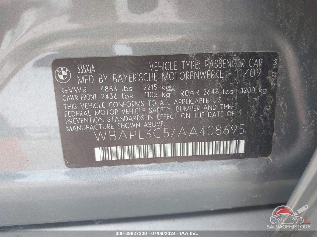 WBAPL3C57AA408695 2010 BMW 335I photo no. 9