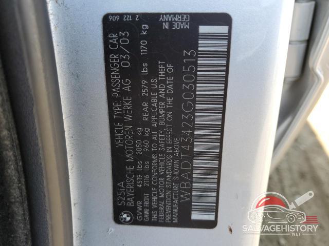 WBADT43423G030513 2003 BMW 5 SERIES photo no. 12