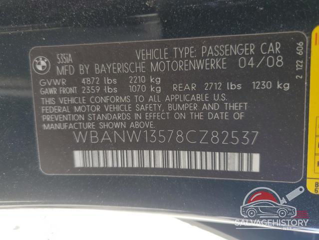 WBANW13578CZ82537 2008 BMW 5 SERIES photo no. 12