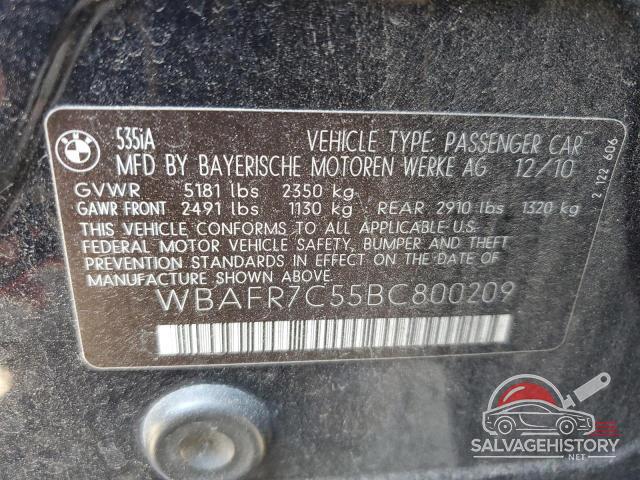 WBAFR7C55BC800209 2011 BMW 5 SERIES photo no. 12